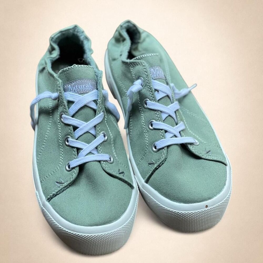 Natural Reflections Sage Canvas Sneakers Women’s Size 9 Comfort Shoes